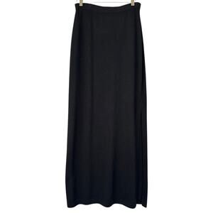 St. John Santana Knit Long Maxi skirt side slit Black size 8 old money